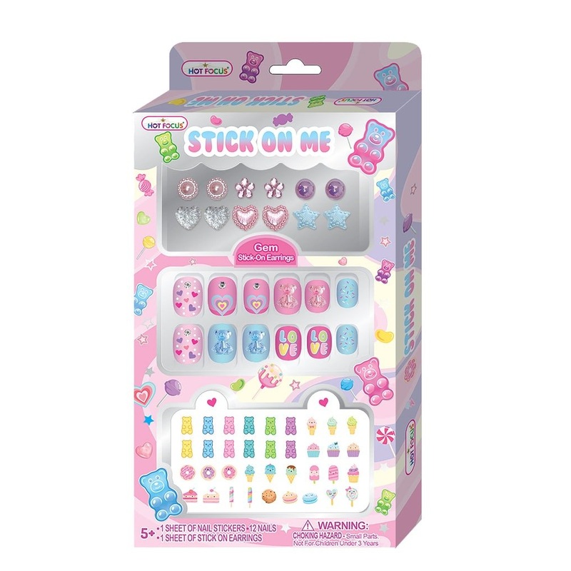 Gummy Bear Stick on Me Nails and Earrings Kit, 1 Count