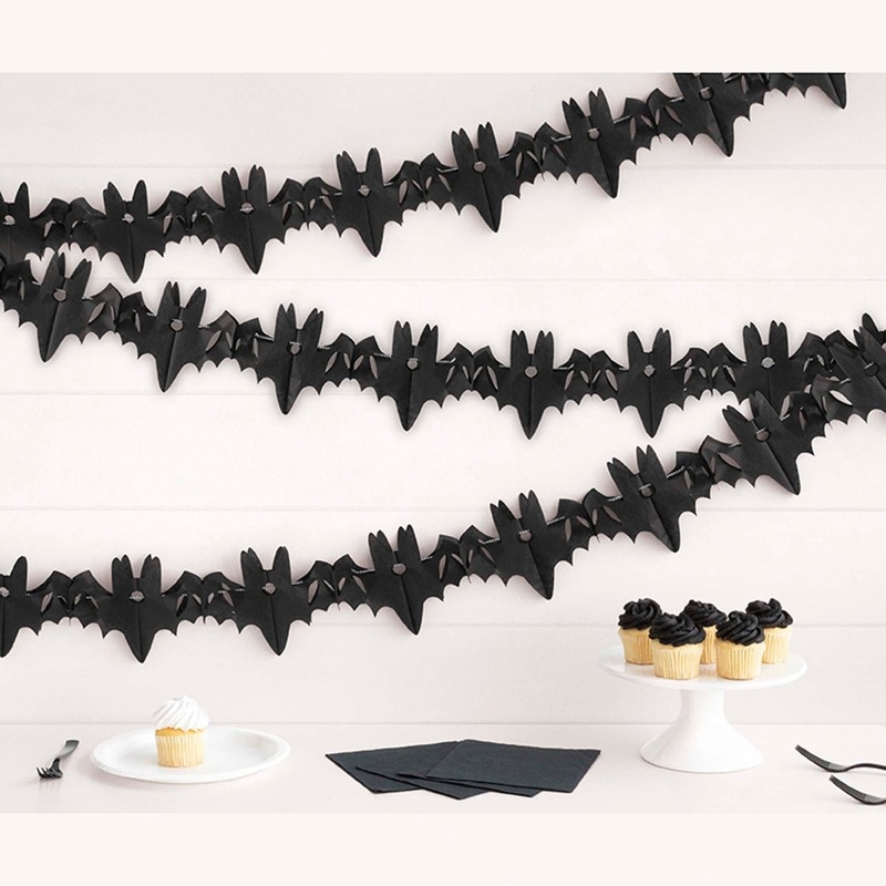 Iridescent Hauntings Bat Tissue Garland, 120 Inches, 3 Count
