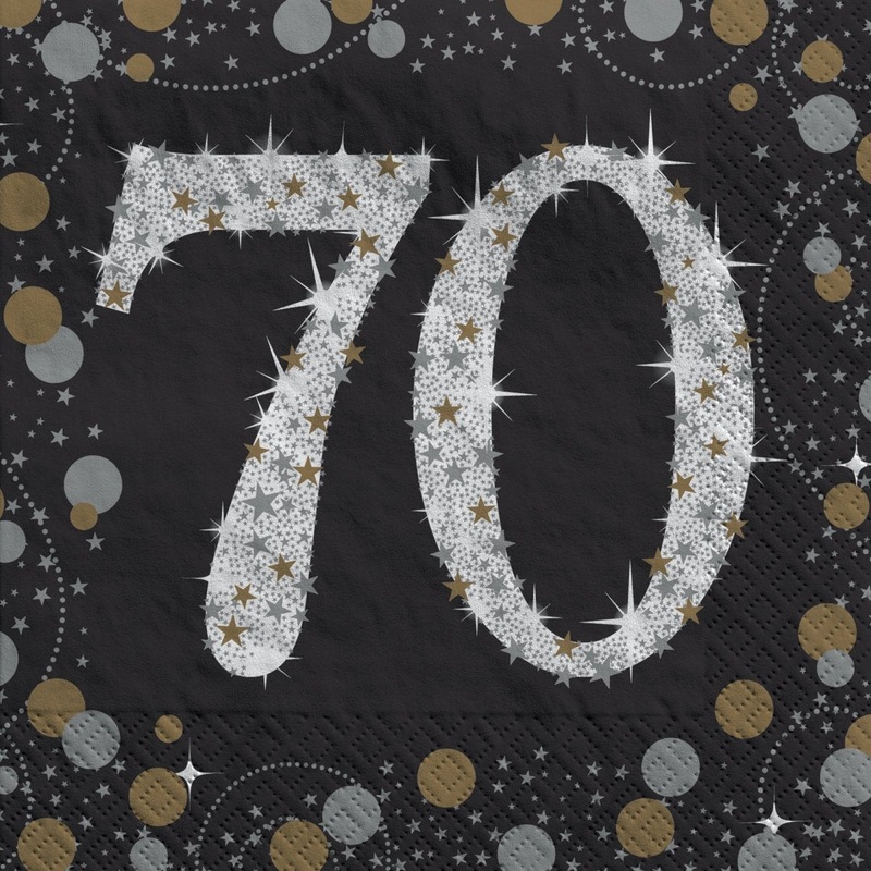 70th Sparkling Celeb Small Beverage Napkins, 16 Count
