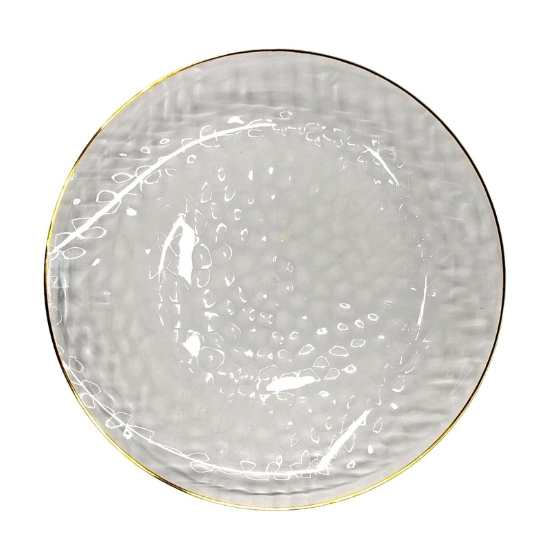 Clear Premium Quality Large Round Plates with Gold Rim, 10 Inches, 10 Count