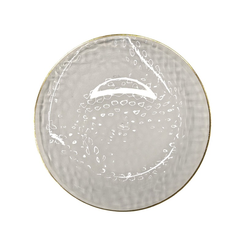 Clear Premium Quality Small Round Plates with Gold Rim, 7 Inches, 10 Count