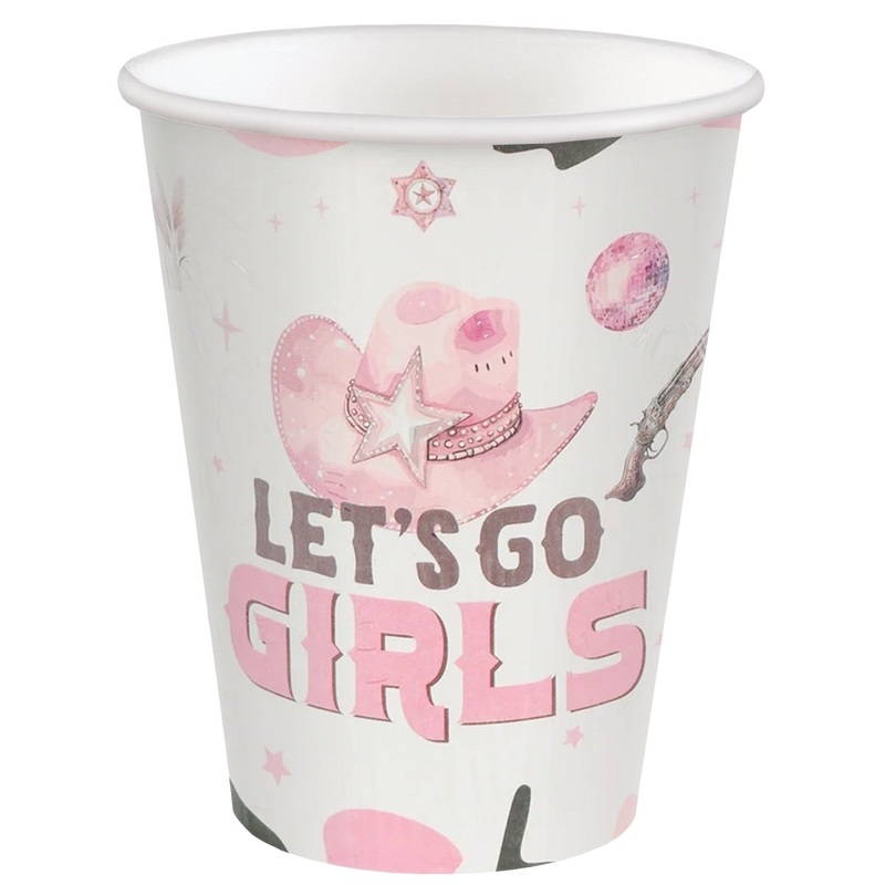 Cowgirl "Let's Go Girl" Paper Cups, 9 Oz, 8 Count