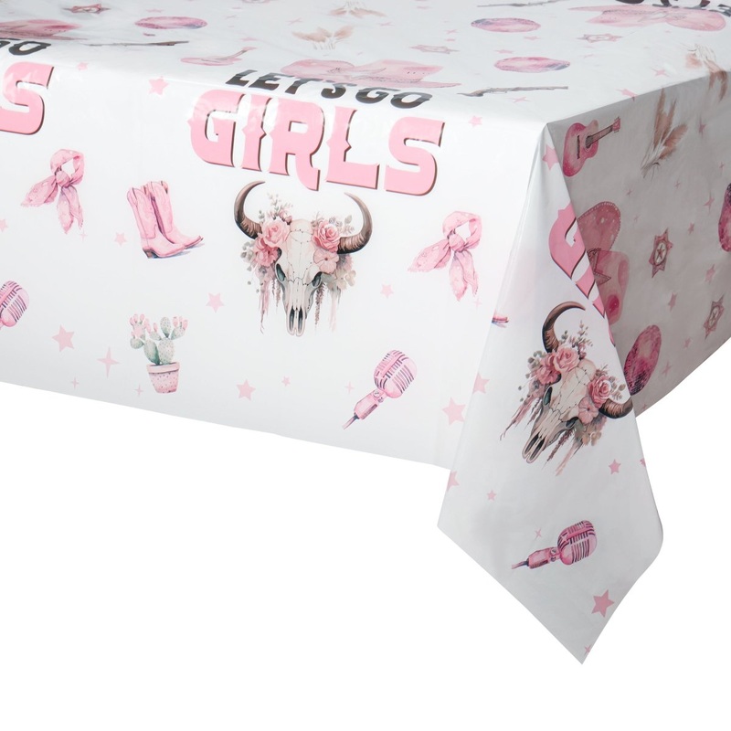 Cowgirl "Let's Go Girl" Rectangular Table Cover, 54 x 108 Inches, 1 Count