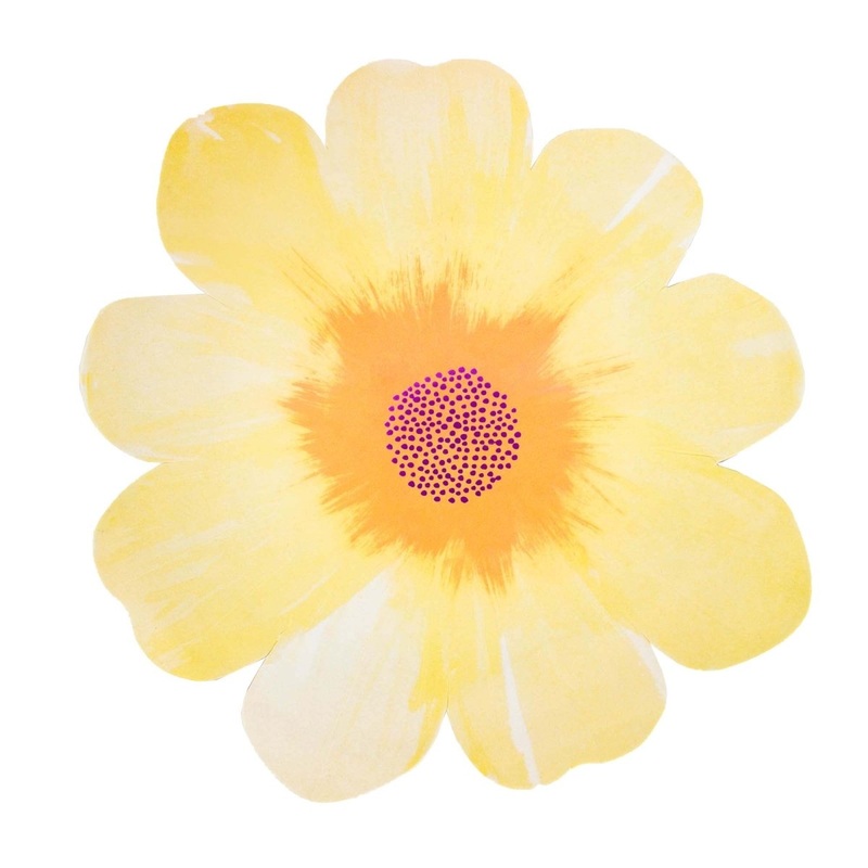 Floral Paradise Large Flower-Shaped Lunch Paper Plates, Yellow, 9 Inches, 8 Count