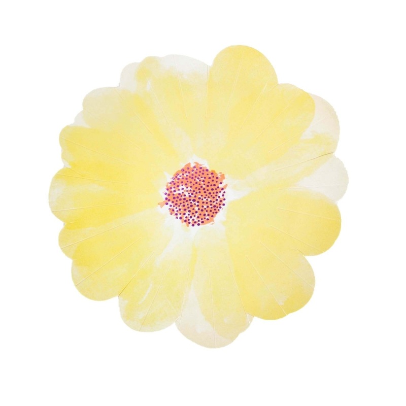 Floral Paradise Small Flower-Shaped Dessert Paper Plates, Yellow, 7 Inches, 8 Count
