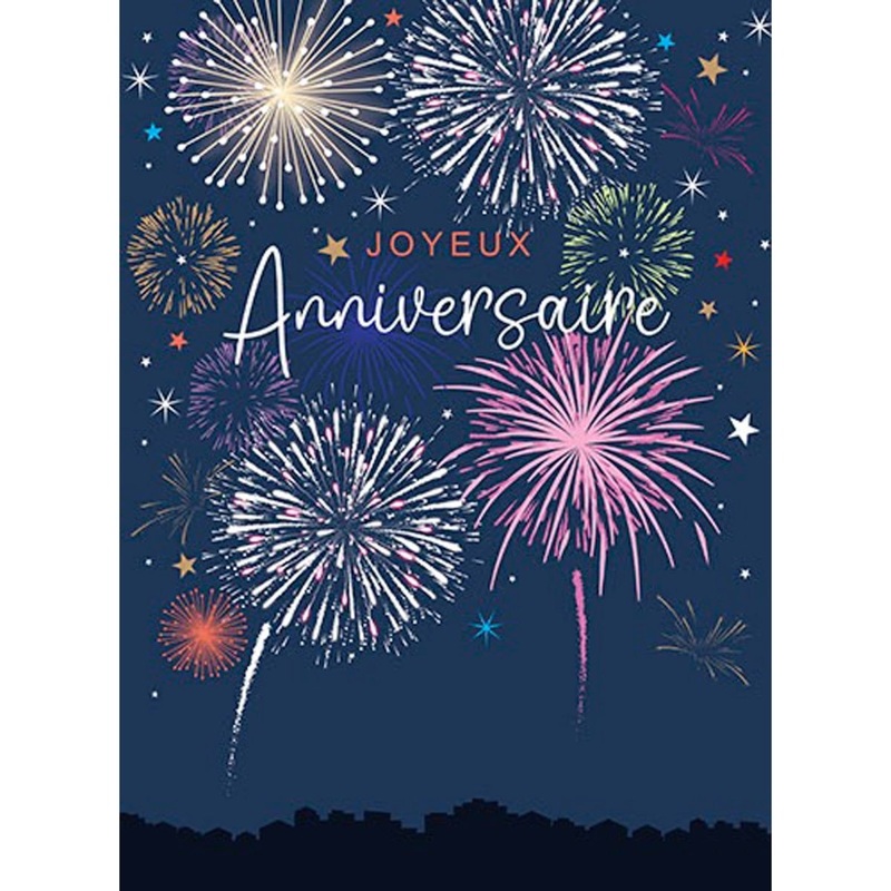 Giant Birthday Card, "Joyeux Anniversaire" Fireworks, 1 Count