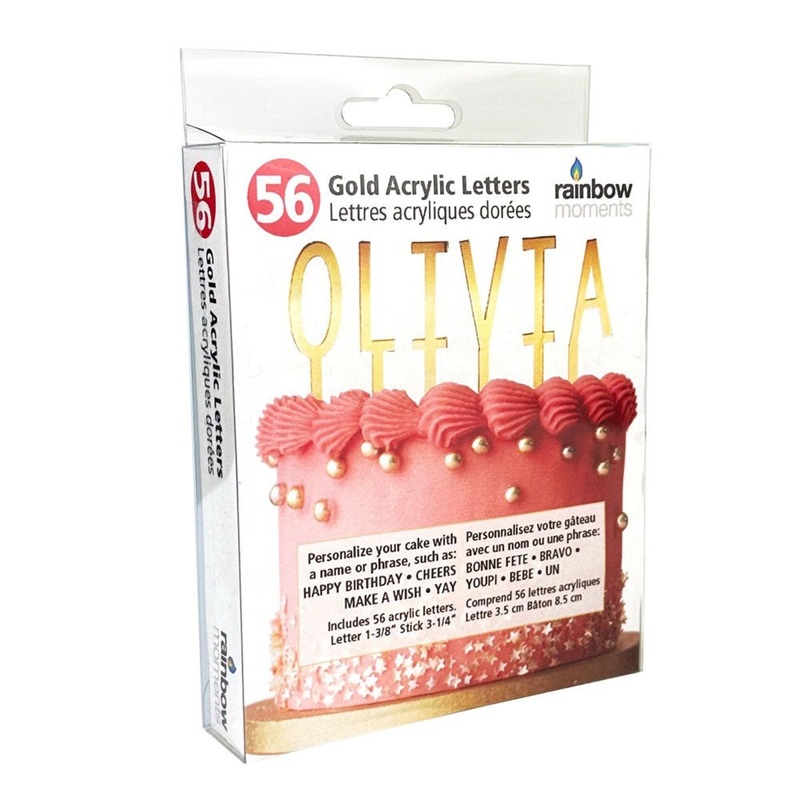 Gold Acrylic Letters Cake Topper Kit, 56 Count