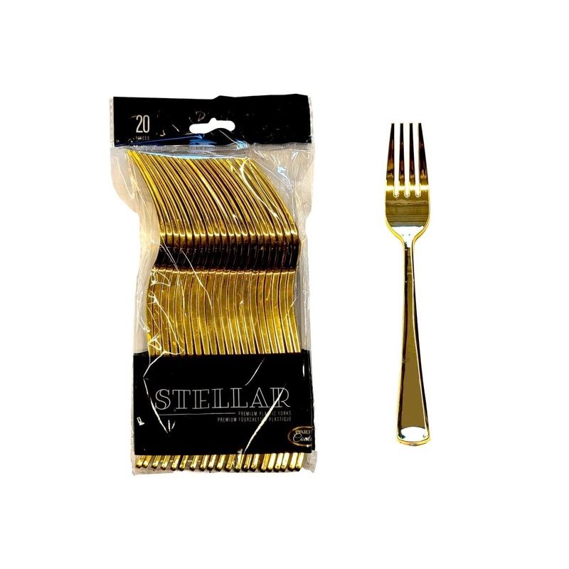 Gold Premium Quality Plastic Forks, 20 Count