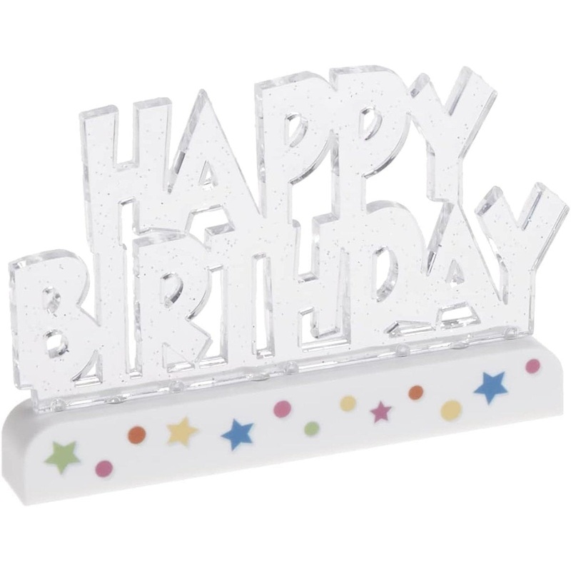 Happy Birthday Flashing Cake Decoration, 1 Count