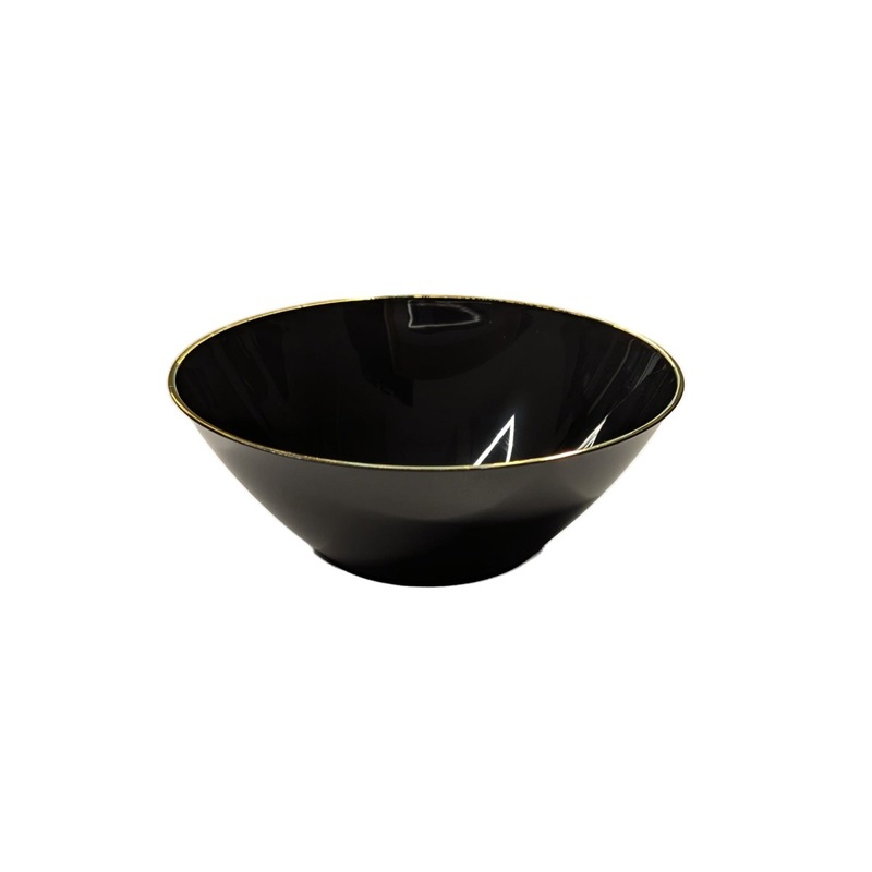 Premium Quality Round Black Bowl with Gold Rim, 6 oz, 10 Count