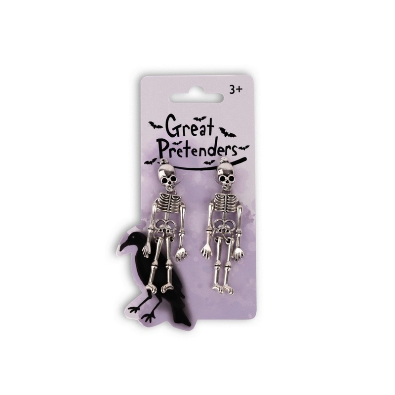 Spooky Scary Skeleton Clip On Earrings for Kids, 1 Count