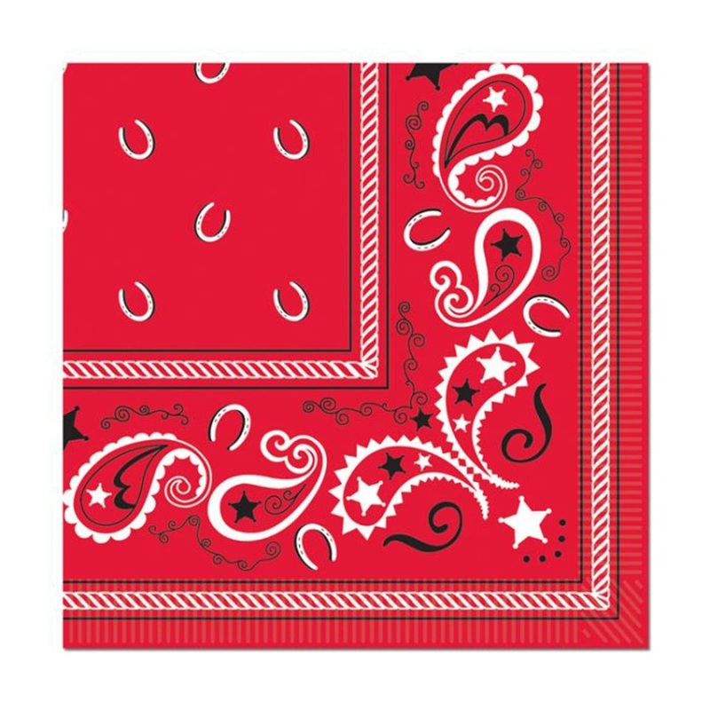 Western Red Small Beverage Napkins, 16 Count