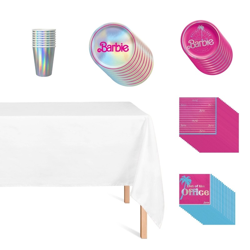 Barbie Malibu Basic Tableware Birthday Party Supplies Kit, 8 Guests