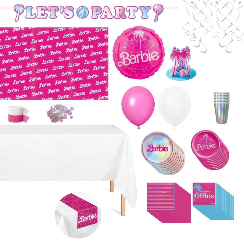 Barbie Malibu Standard Birthday Party Supplies Kit, 8 Guests