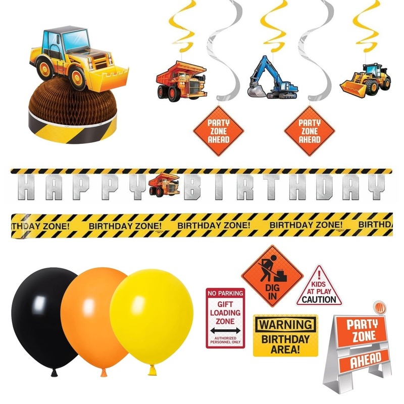 Big Dig Construction Basic Decoration Party Supplies Kit, 8 Guests