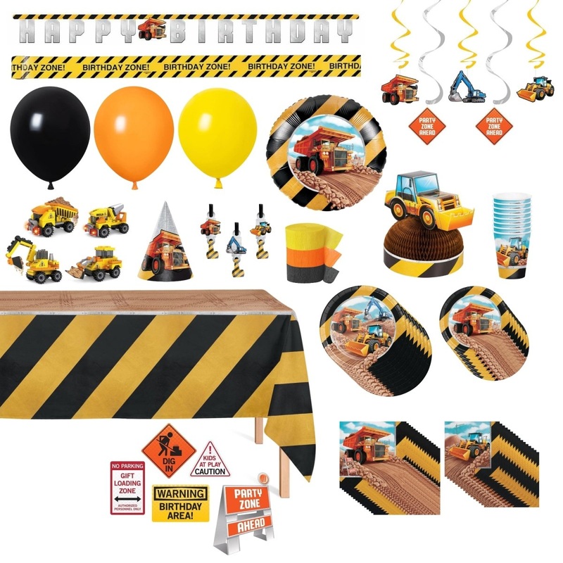 Big Dig Construction Ultimate Birthday Party Supplies Kit, 8 Guests