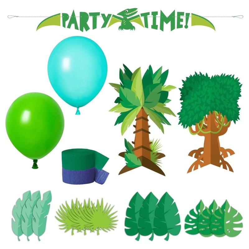 Blue and Green Dinosaurs Basic Decoration Party Supplies Kit, 8 Guests
