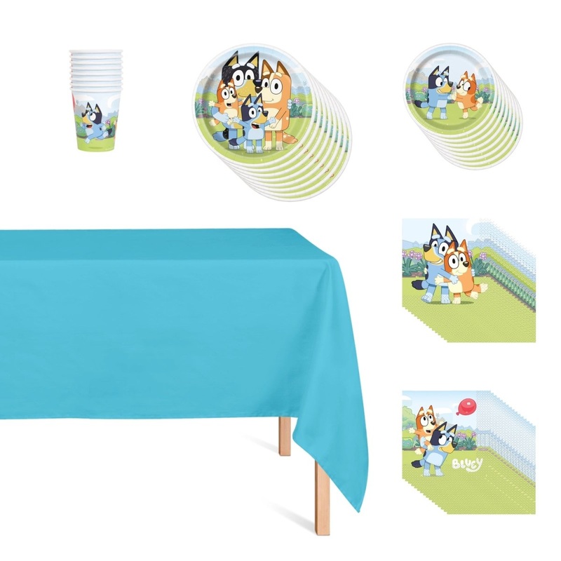 Bluey Basic Tableware Birthday Party Supplies Kit, 8 Guests