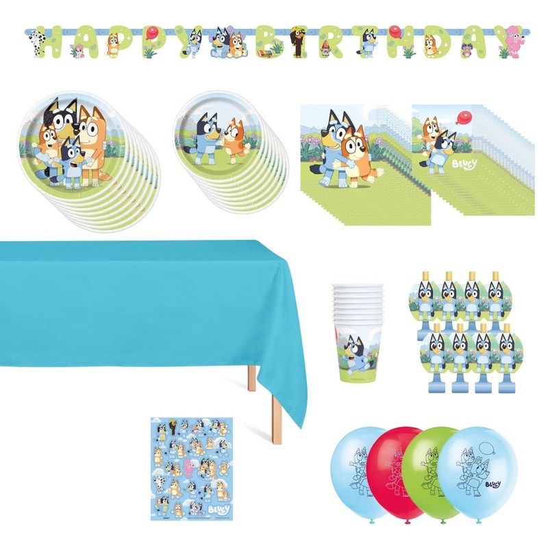 Bluey Standard Birthday Party Supplies Kit, 8 Guests