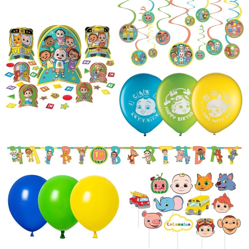 Cocomelon Basic Decoration Party Supplies Kit, 8 Guests