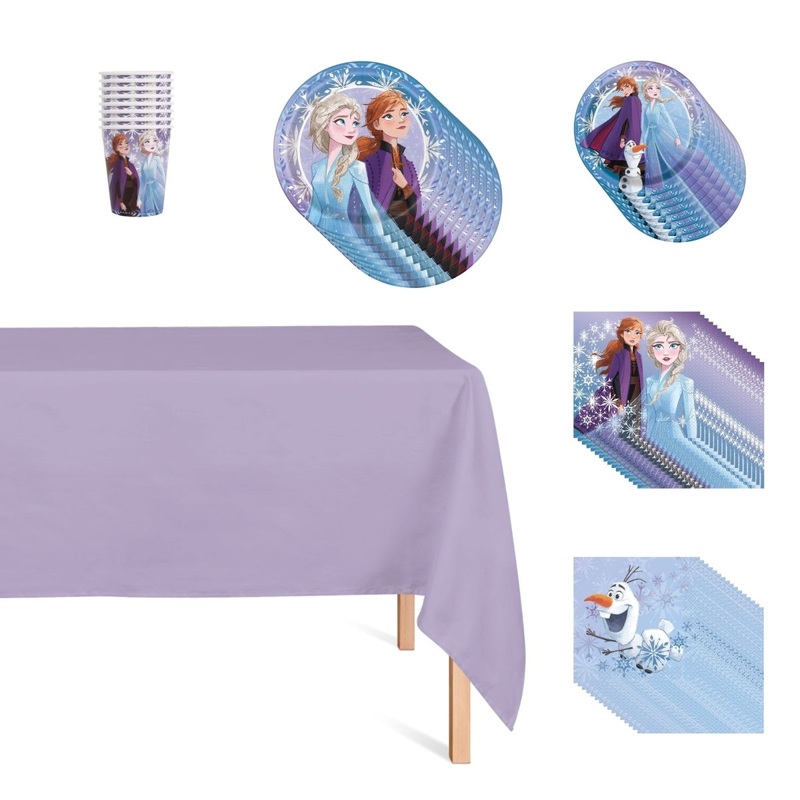 Disney Frozen Basic Tableware Birthday Party Supplies Kit, 8 Guests