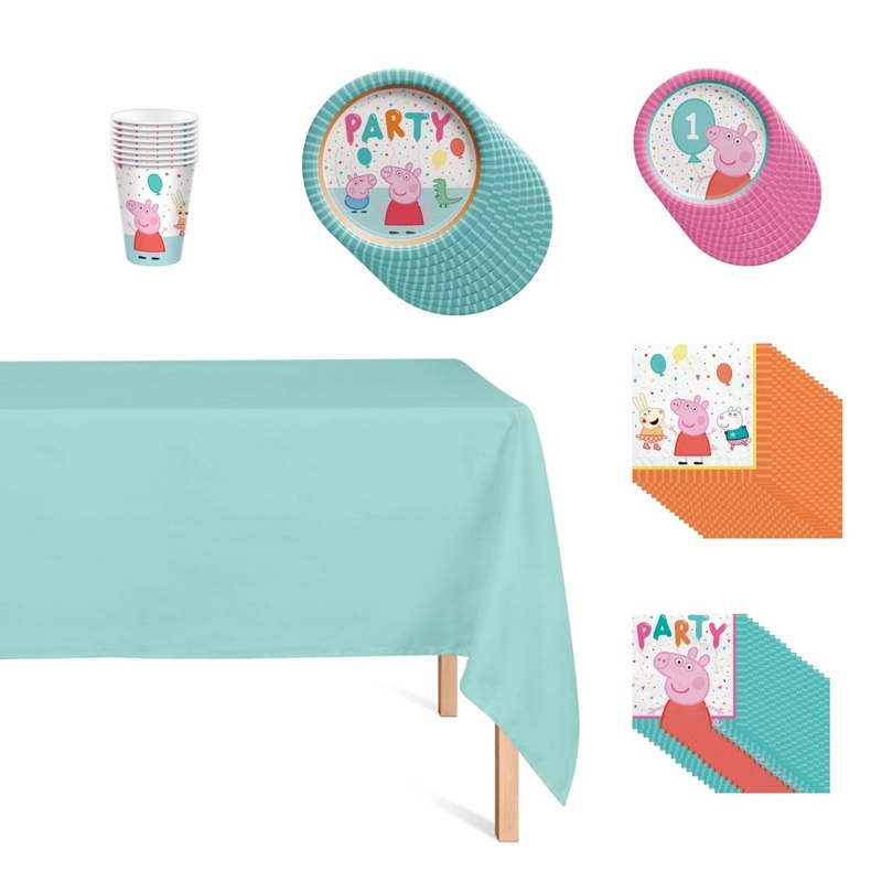 Peppa Pig Basic Tableware Birthday Party Supplies Kit, 8 Guests