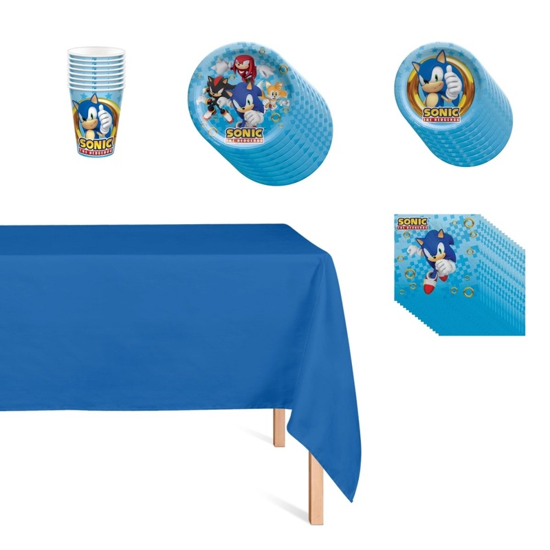 Sonic Basic Tableware Birthday Party Supplies Kit, 8 Guests