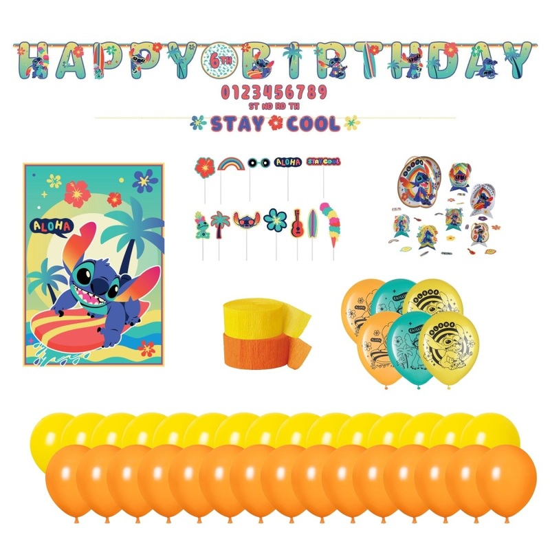 Stitch Basic Decoration Birthday Party Supplies Kit, 8 Guests