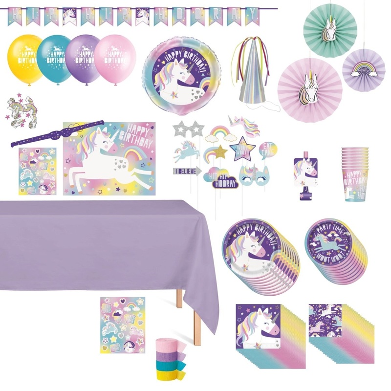 Unicorn Galaxy Standard Birthday Party Supplies Kit, 8 Guests
