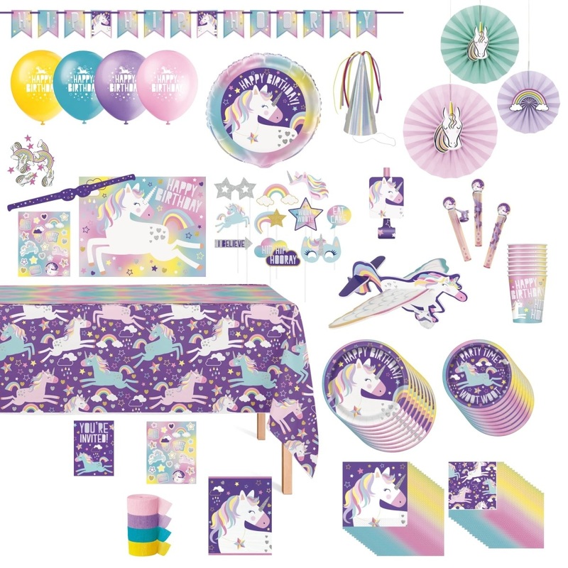 Unicorn Galaxy Ultimate Birthday Party Supplies Kit, 8 Guests