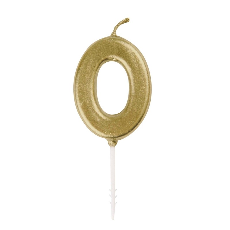 Gold Mini Number 0 Birthday Candle, 1 Count
