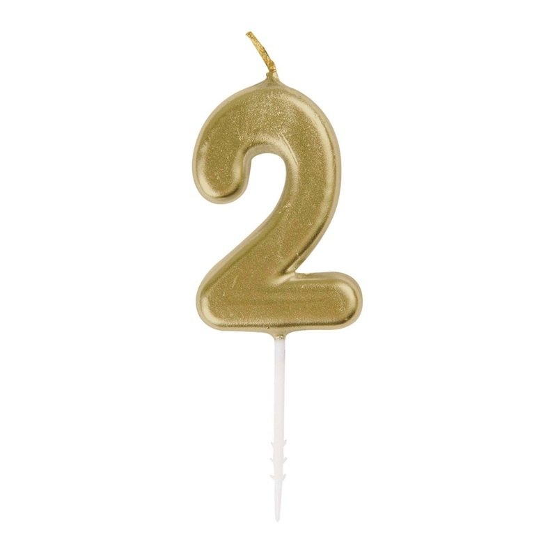 Gold Mini Number 2 Birthday Candle, 1 Count