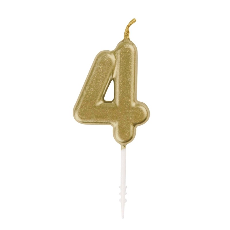 Gold Mini Number 4 Birthday Candle, 1 Count