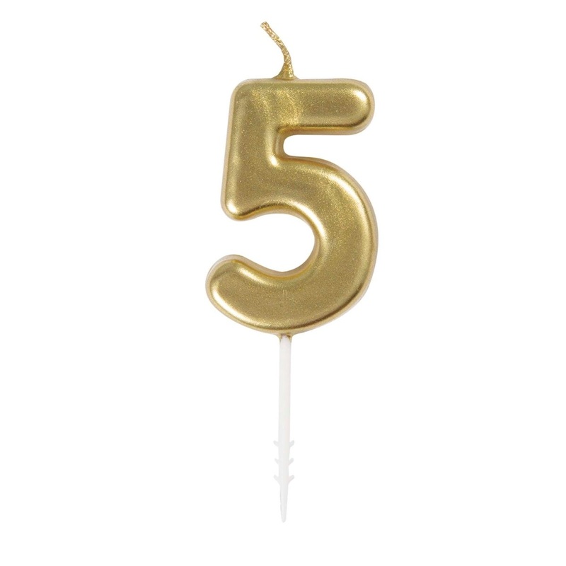 Gold Mini Number 5 Birthday Candle, 1 Count