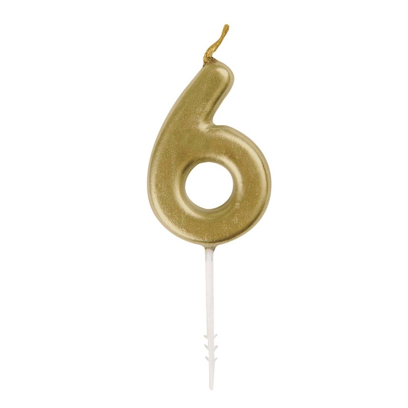 Gold Mini Number 6 Birthday Candle, 1 Count