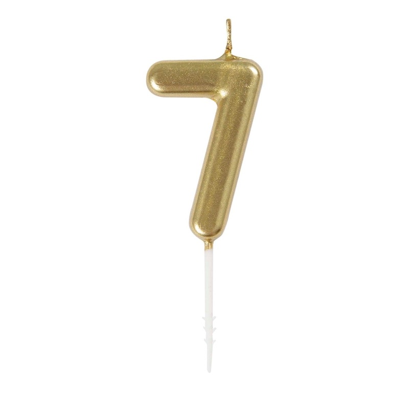 Gold Mini Number 7 Birthday Candle, 1 Count