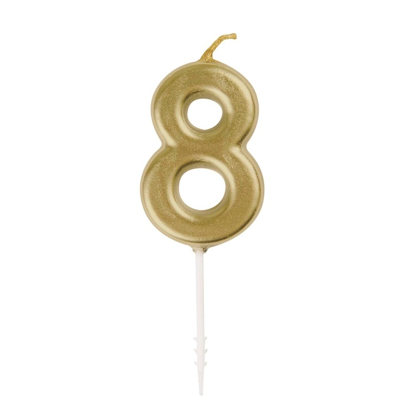Gold Mini Number 8 Birthday Candle, 1 Count