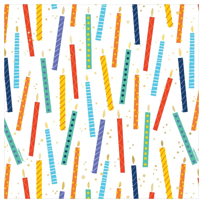 Jumbo Gift Wrap Roll, All Over Candles, 192 x 30 pouces, 1 Count