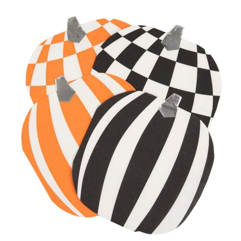 Mod Pattern Large Pumpkin Shaped Lunch Napkins, 16 Count