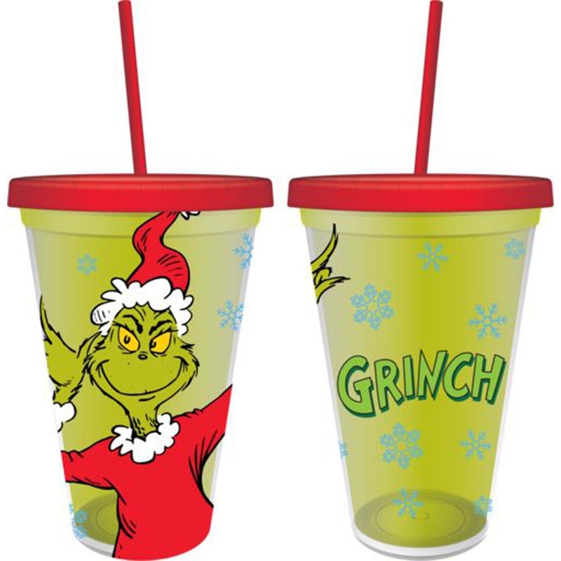 Santa Grinch Tumbler with Straw, The Grinch, 16 Oz, 1 Count