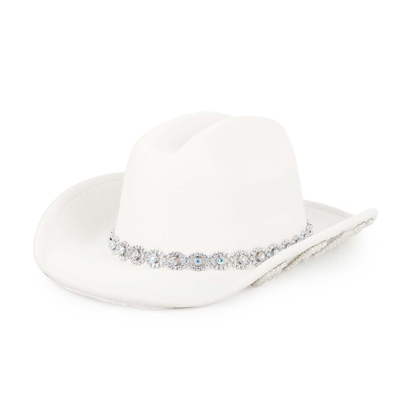 Bride White Cowgirl Hat for Adults