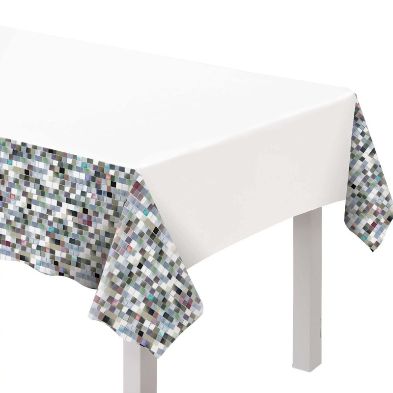 Disco Rectangular Plastic Table Cover, 54 x 96 Inches, 1 Count