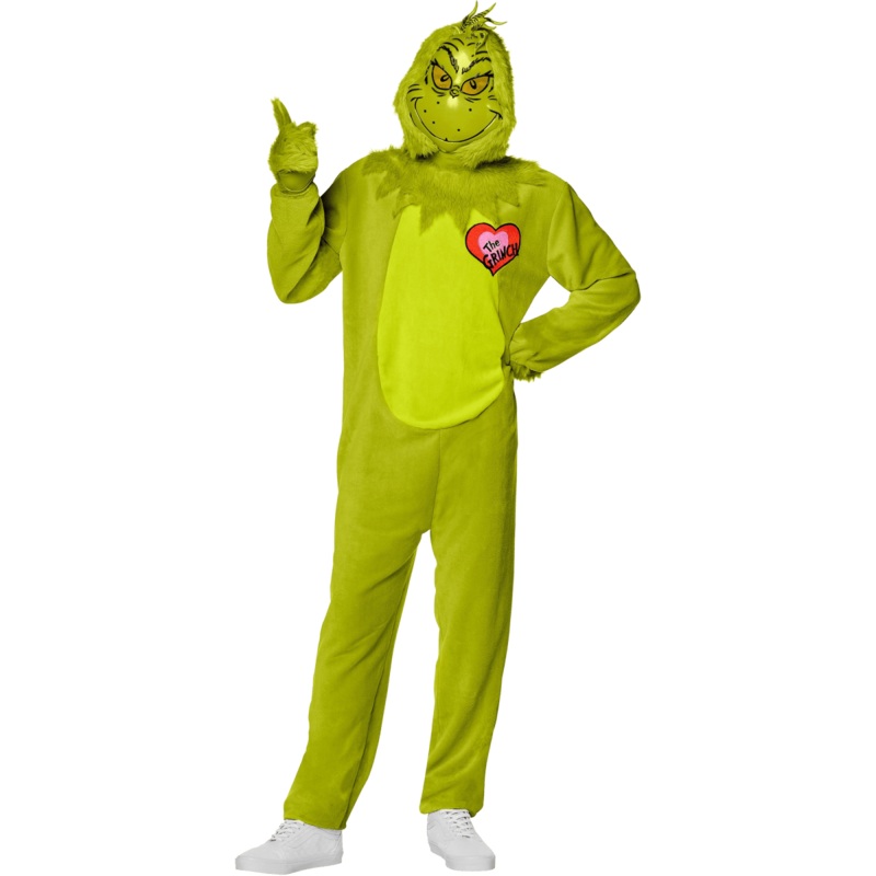 The Grinch Costume for Adults, Jumpsuit with Mask S