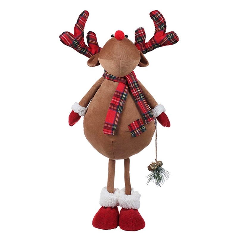 Brown and Red Fabric Standing Reindeer, 22 Inches, 1 Count