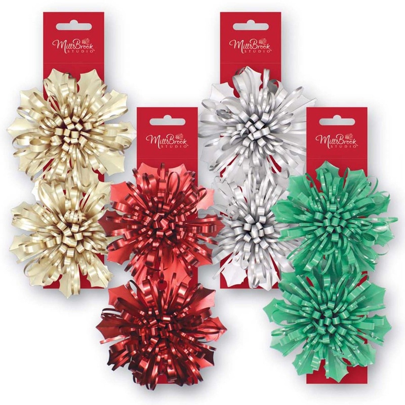 Christmas Poinsettia Bows, Assortment, 2 Count