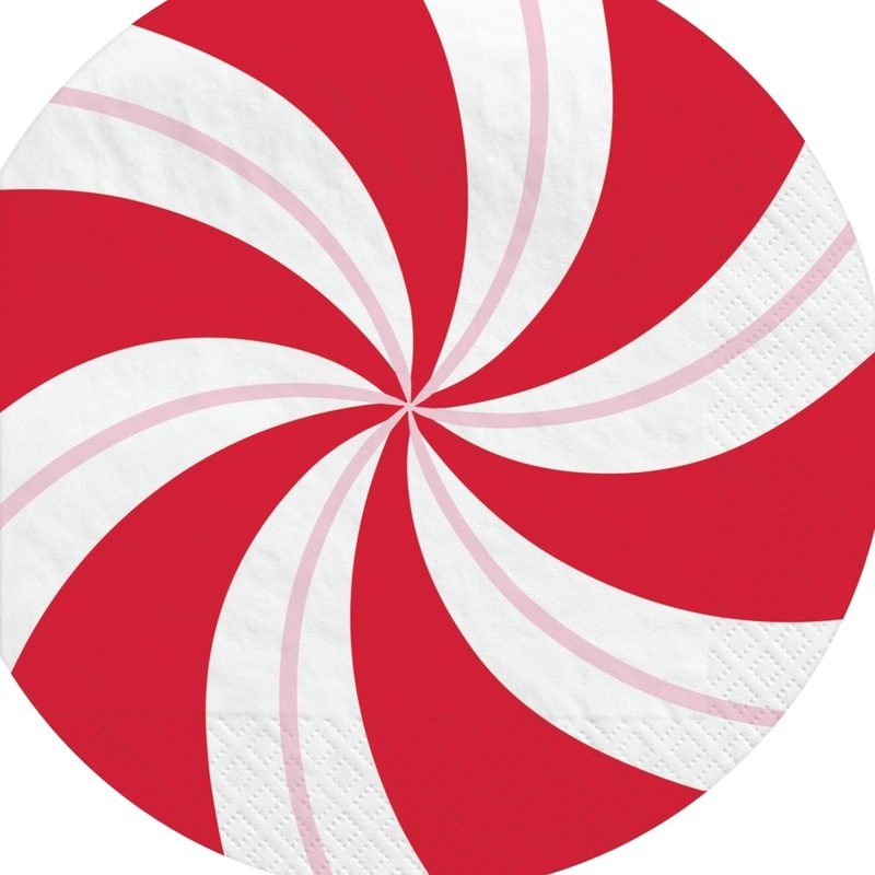 Cocoa Bar Small Beverage Napkins, Red and White, 16 Count