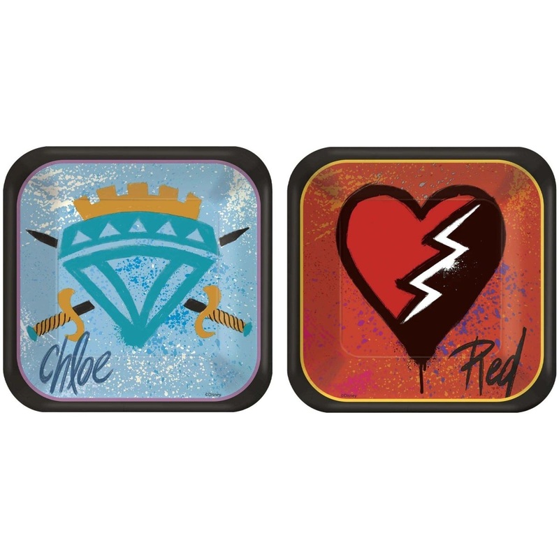 Disney Descendant 4 Small Square Dessert Paper Plates, 7 Inches, 8 Count