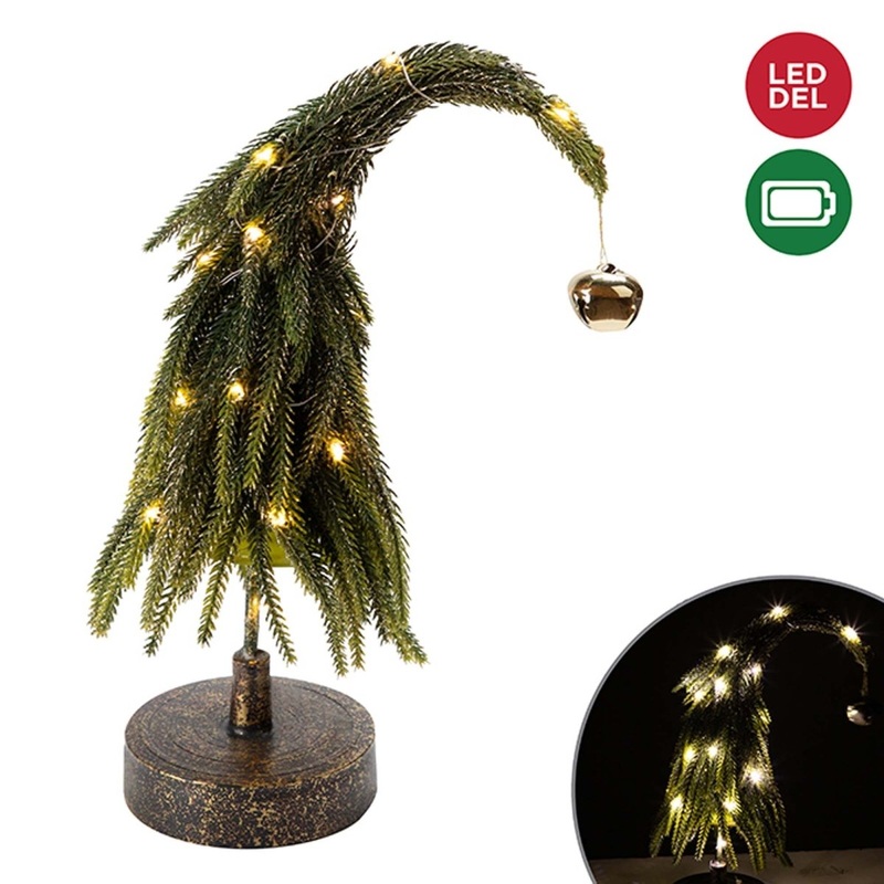 Dropping Glittered Pine Tree With Bell & Light, 12 Inches, 1 Count