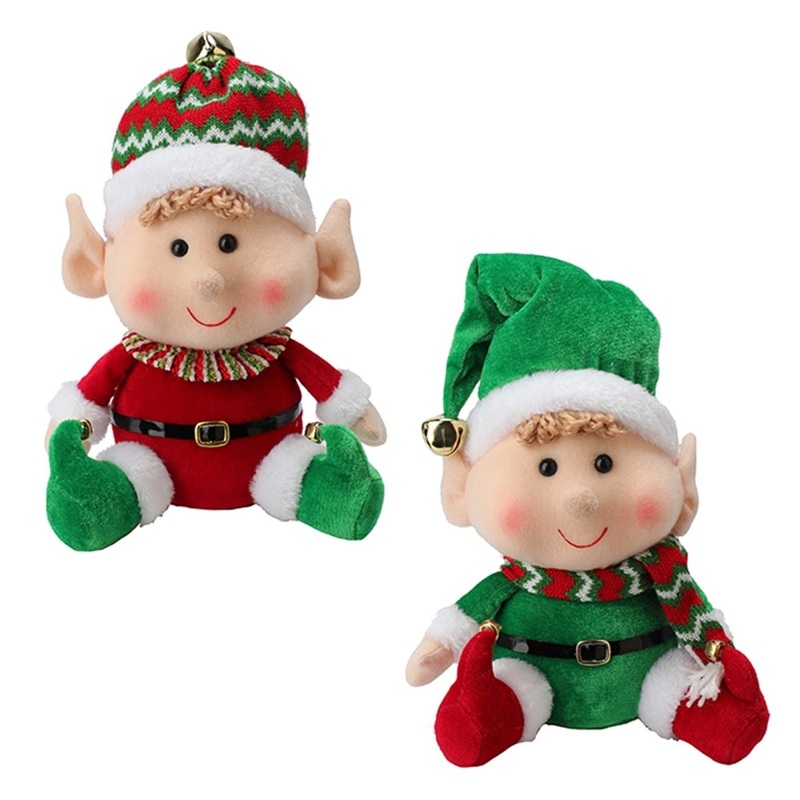 Fabric Sitting Elf with Jingle Bells, 12 Inches, Assortment, 1 Count