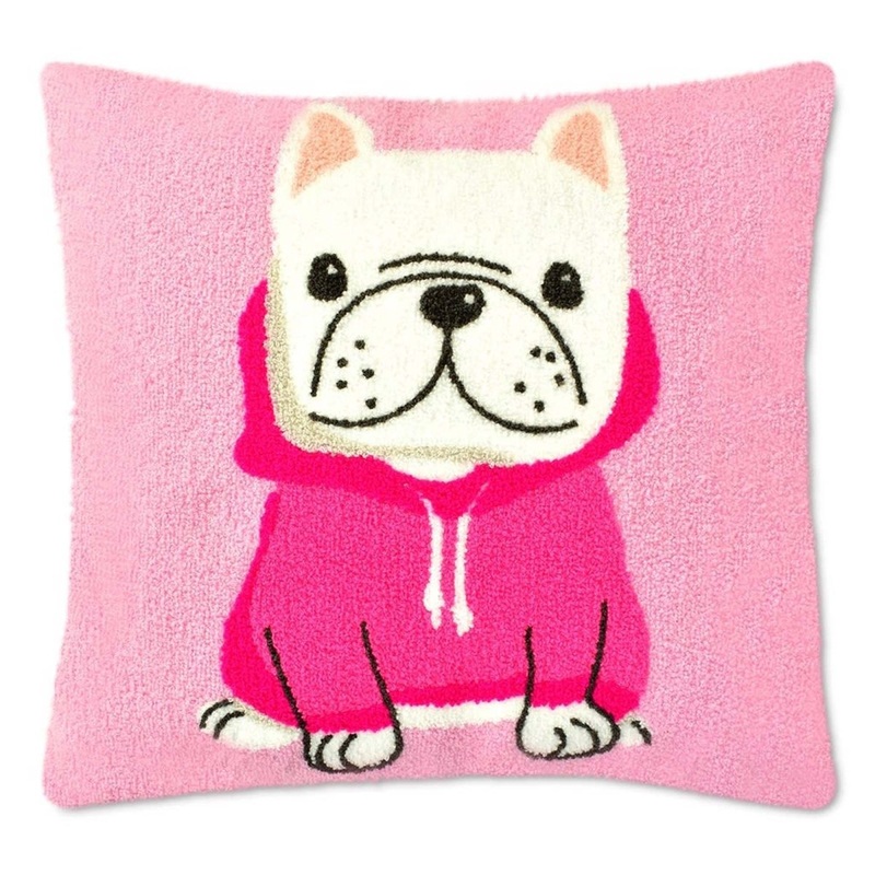 Frenchie Chenille Pillow, 14 x 14 Inches, 1 Count